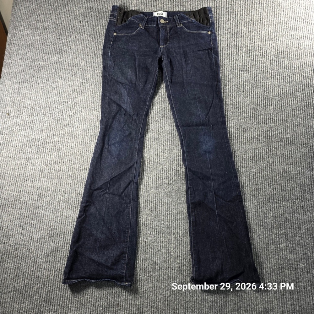 Paige Skyline Boot Maternity Jeans Dark Wash Elastic Side Panel Size 27